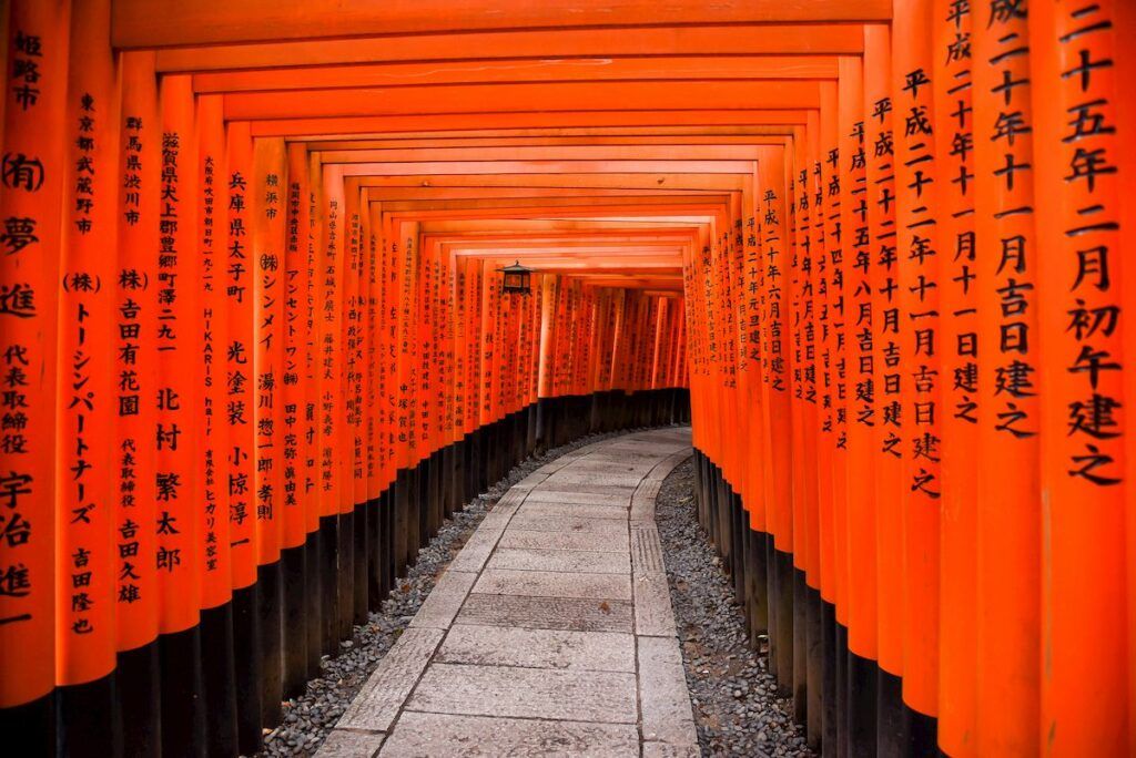I famosi torii del Tempio di Fushimi Inari a Kyoto.