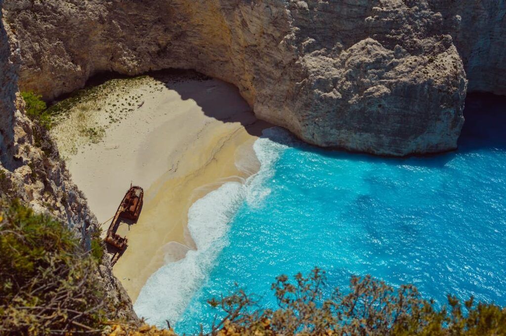 Spiaggia del relitto a Zante, in Grecia