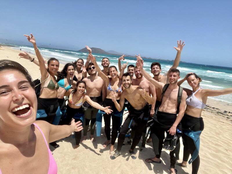 Foto di gruppo a Lanzarote, isole canarie, Spagna