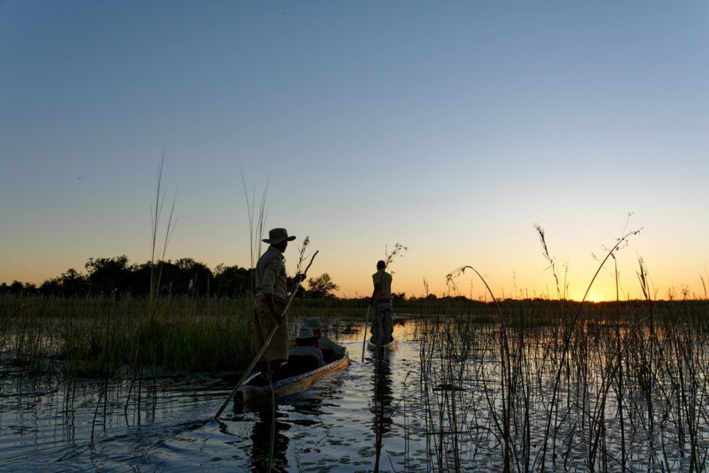 Escursione all'alba in mokoro nel Delta dell'Okavango, Botswana: safari acquatico immersivo nella natura incontaminata africana