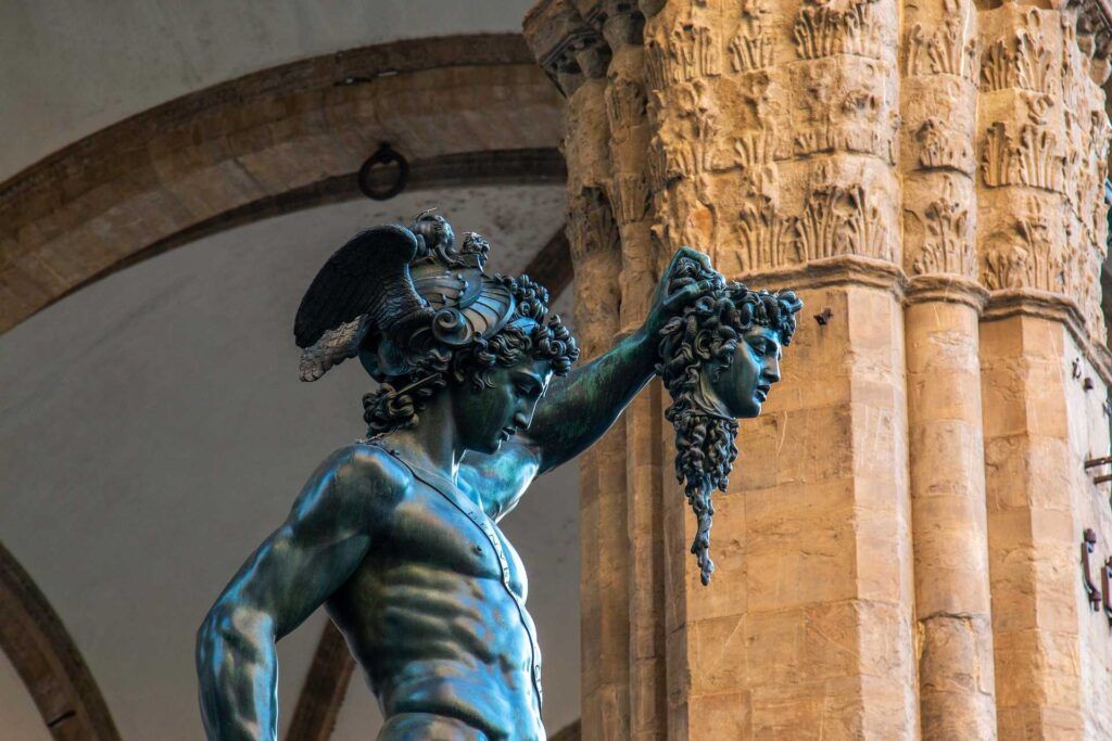 "Perseo con la testa di Medusa" in Piazza della Signoria a Firenze.