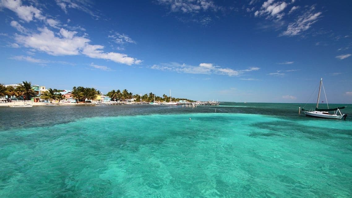 Caye Caulker waterfront Turquoise water along the shore of Caye Caulker, Belize