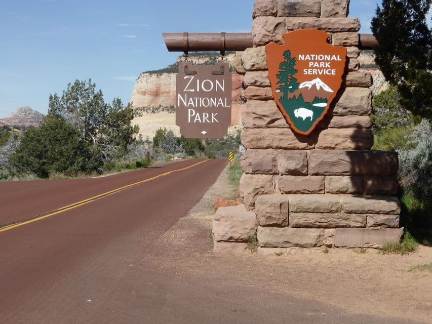 Zion National Park entrance sign Zion National Park entrance sign