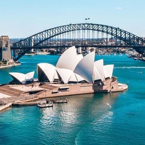 Sydney harbour Sydney harbour on a clear day, with the Opera House in the foreground and the Harbour Bridge behind it.