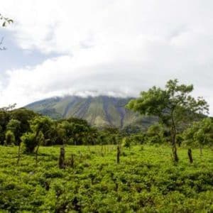 Arenal volcano The cone of the Arenal volcano above the plains of La Fortuna, Costa Rica
