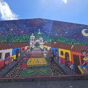 Colorful mural of Concepción de Ataco on the Ruta de las Flores, El Salvador